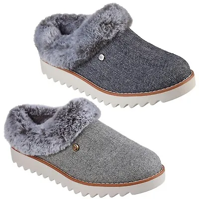 £36.95 • Buy Skechers Womens BOBS Slippers Herringbone Tweed Memory Foam Indoor Outdoor Shoes