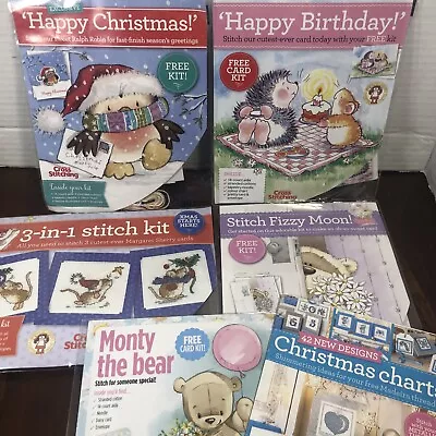 A World Of Cross Stitch Mini  Freebie  Kits Lot/5 Holiday Cards Margaret Sherry+ • $14.90