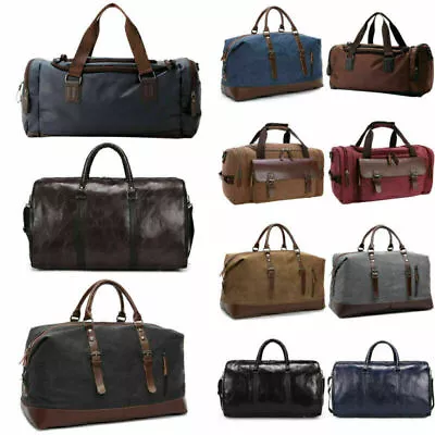 Mens Vintage Leather Duffle Weekend Overnight Bag Ravel Large Luggage Handbags﹤ • £21.79