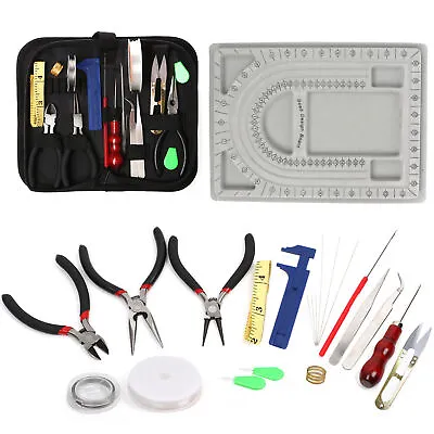 £20.39 • Buy 23Pcs Jewelry Making Kit Beading Board Wire Pliers Repair Tools Set DIY Craft