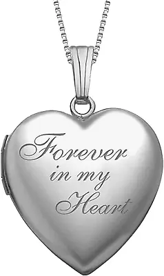 Forever In My Heart Locket Necklace Women Men Hold Pictures Sterling Silver Gift • $66.55