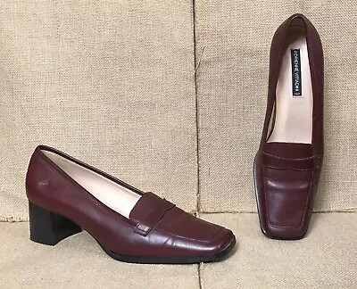 Womens Adrienne Vittadini Maroon Leather Loafer Shoes 8.5 M Made In Italy • $30