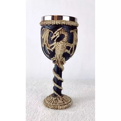 Dragon Goblet Wine Chalice Skeleton Gothic Medieval GOT Black Scary OTARTU • $21