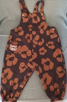 Next Baby Boy 9 - 12 Mths Animal Print Jersey Dungarees Tiger • £1.99