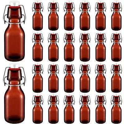 24 Pcs Amber Mini Glass Bottle With Swing Top Decorative Mini Olive Oil Bottles  • $54.64