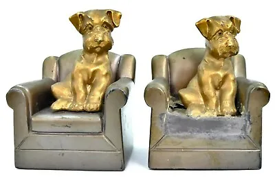 Vintage NuArt Creations Bookends Terrier Airedale Fox Welsh Dogs • $78.89