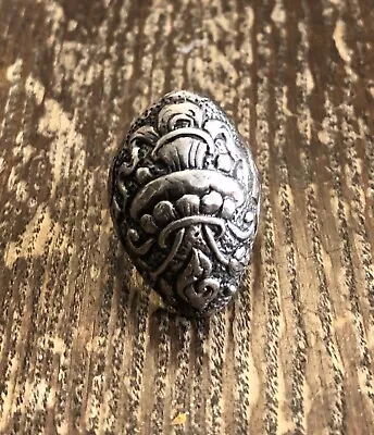 Vintage Sterling Silver Mermaid Shell Heiress Textured Knuckle Signet Ring 8 + • $185.99