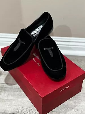 Salvatore Ferragamo Men's Loafers Black Velvet Dress Shoes Size 9 EE • $195