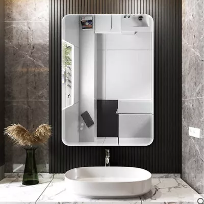 Wall Mounted Bathroom Mirror Rectangle Frameless Beveled Shaving Make-Up Mirror • £16.94