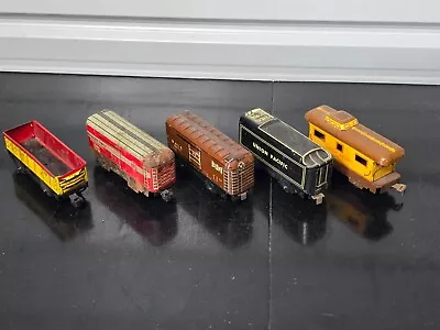 5 Vintage MARX Tin Litho O-27 Train Cars • $1