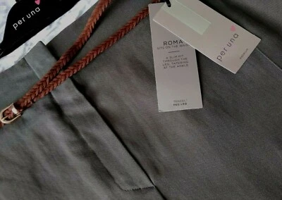 £17.99 • Buy Ladies M&s Per Una Premium Size 24 Khaki 100% Tencel Peg Leg Trousers Free Post