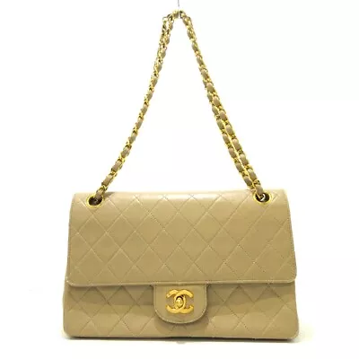 Auth CHANEL Double Flap Matelasse - Beige Lambskin Women's Shoulder Bag • £2010.70