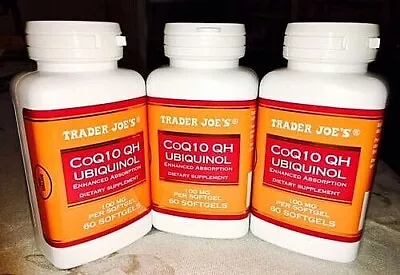 3 X Trader Joe's CoQ10 QH UBIQUINOL 100mg 180 Softgels Total Expiration 2026 • $39