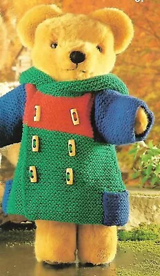£1.75 • Buy Knitting Pattern, Teddy Bear Duffle Coat, Double Knitting Gift Ideas  