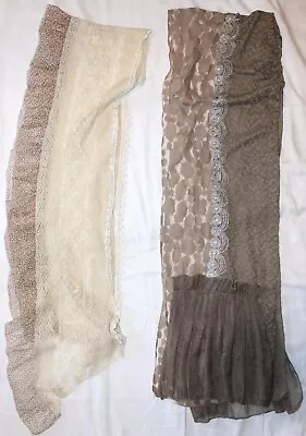 Lot Of 2 Beautiful Lace & Sheer Dress Scarf Wraps*Beige*Ivory Scarves • $10