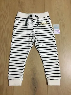 BNWT Baby Girls Primark Navy And White Striped Jogging Bottoms Age 12-18 Months • £6.49