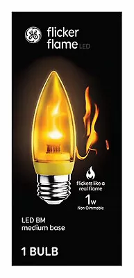 GE 93130688 Flicker Flame Deco Bulb Blunt Tip Clear Medium Base 1 Watt - • $51.76