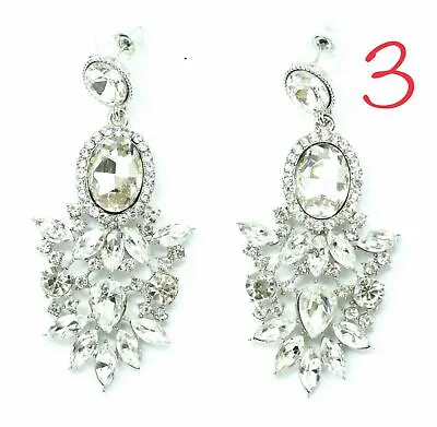 Long Diamante Crystal Rhinestone Style Drop Down Dangle Chandelier Earrings Uk • £5.95