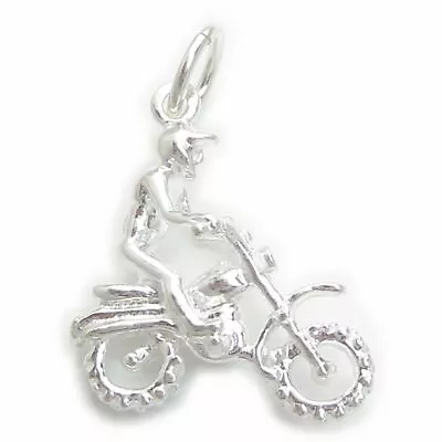 Motocross Bike Sterling Silver Charm .925 X 1 Dirt Motorbike Charms. • $37.25