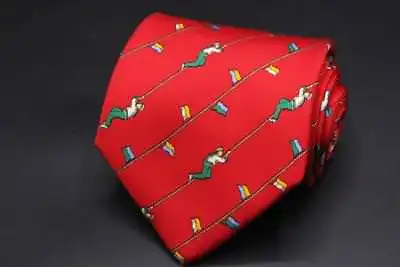 SALVATORE FERRAGAMO Silk Tie. Red With Sailor Raising The Flag. • $39.95