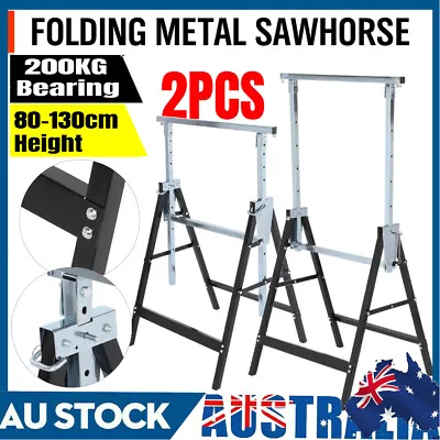 $72.88 • Buy 2pcs Saw Horse Workbench Steel Fold Up Leg 200KG Capacity Work Bench Stand