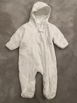 Next Baby White Silver Star All-in-One Suit 3-6 Months • £1.98