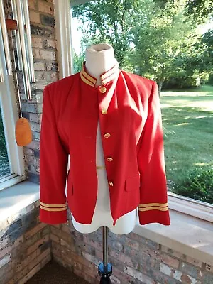 Red Vintage Military Jacket M Band Jacket Michael Jackson Style Gold Trim WOW • $39.99