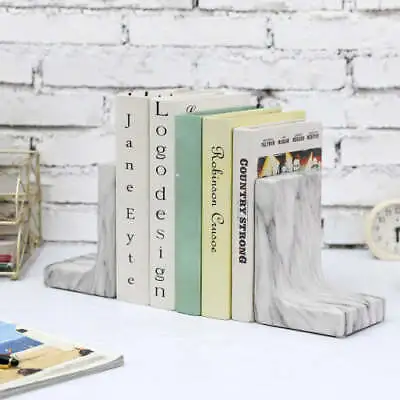 Marble Style Decorative Bookends For Heavy Books Elegant Ceramic Book Holder • $39.99