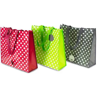 £3.99 • Buy Polka Dot Shopping Bag Non Woven Material 3 Assorted Colours