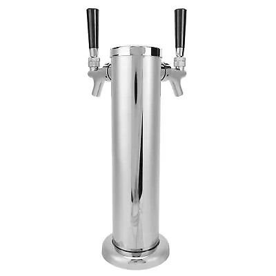 Stainless Steel Cylinder Draft Beer Tower W/2 Faucet Tap Brew Accessory For B • $108.54