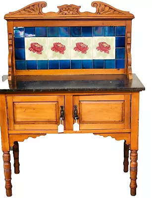 Antique Tiled Washstand / Dry Sink Marble Top 1800's • $549.99