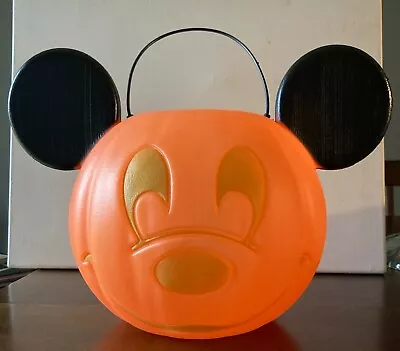 Mickey Mouse HALLOWEEN PUMPKIN Trick Or Treat Candy Bucket Pail Blow Mold • $10.95