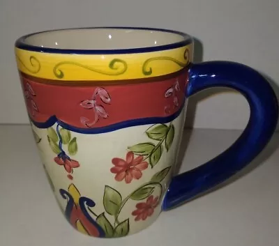 (1) Pier One 1 Hand Painted Vallarta Coffee/Tea Mug Cup Earthenware Floral • $10