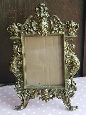 £65 • Buy Rare Vintage Rococo Style Brass Photo Picture Frame With Glass