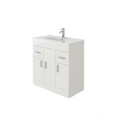 Bathroom Cabinet Vanity Unit Sink Basin Storage Free Standing Modern 800mm • £216.99