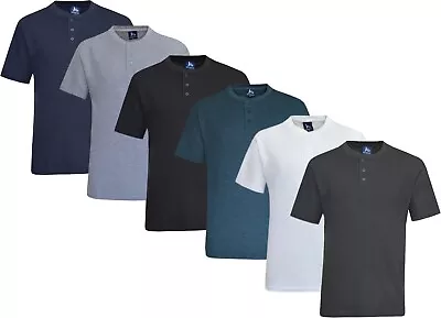 £9.90 • Buy Mens Henley T-shirt Plain Grandad Neck Waffle Knit Casual Thin Summer Top M-3XL