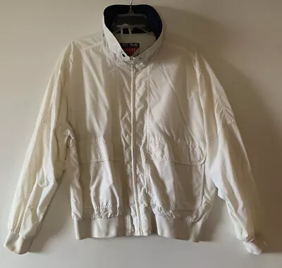VTG Pacific Trail Bomber Jacket Barrier Cloth Wind Men's Lg Zip Lined White • $15