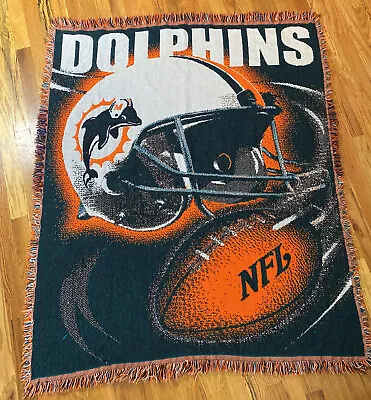 Miami Dolphins Blanket Throw Tapestry Football Vintage Northwest Usa • $57.99