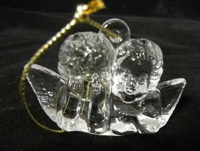Mikasa Double Cherub Angel Crystal Glass Figural Christmas Ornament Austria • $9.95