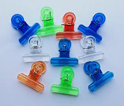 Multicoloured Pastic Binder Clips  Office Home School Stationery Document • £1.99