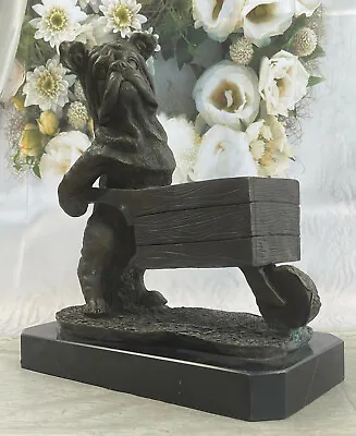 Bronze Sculpture Handcrafted Vase Planter Bulldog Pet Animal Lover Figure Sale • $199.50