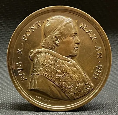 By Bianchi Italy 1911 Pope Pius X Pont. Max. Anual Medal Pontifice Vatican Bronz • $105