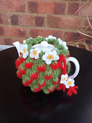 £15.99 • Buy Strawberry Crochet Tea Cosy Will Fit 2/3 Cup Tea Pot Handmade