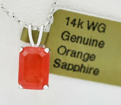 £3.78 • Buy GENUINE 1.28 Cts PADPARADSCHA SAPPHIRE PENDANT 14K WHITE GOLD - Free Appraisal