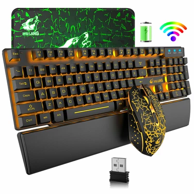 $54.05 • Buy AU Wireless Gaming Keyboard Mouse And Wrist Rest RGB Backlit USB For PC Computer
