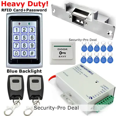 RFID Card Door Access Control Kit+Door Strike Lock +2 Wireless Wireless Remotes • £91.19