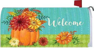 Fall Halloween Thanksgiving Pumpkin Mums Magnetic Mailbox Cover • $19