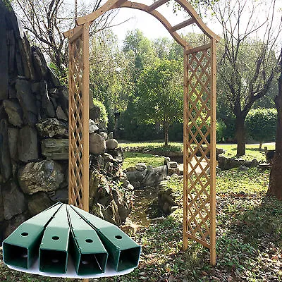 Wooden Garden Arch Pergola Trellis Plant Support Archway Flowers Ground Spikes • £72.99