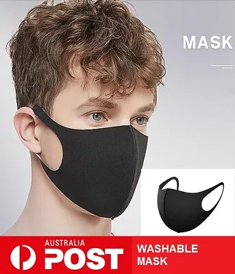 Washable Face Mask Mouth Masks Protective Reusable Black Breathable Men Women • $3.15