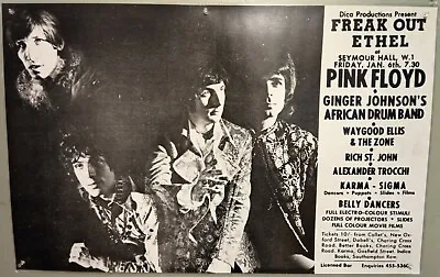 $100 • Buy Pink Floyd - 1967 Commemorative Rock Concert Poster, Seymour Hall UK - Laminated